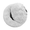 Pet Bed for Small Dogs and Cats Luxurious Faux Fur Donut Cuddler Soft Plush Fluffy Indoor Cat Bed, Grey