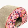 Tinklylife Cat Condo Scratcher Post Cardboard; Looking Well with Delicious Doughnut Shape Cat Scratching House Bed Furniture Protector; Pink Colour