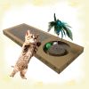 Resting Lounge Pad Cat Scratcher with Toy Ball Rolling in Hole Made of Eco Friendly Recyclable Cardboard Material