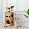 (Do Not Sell on Amazon) Modern Wooden Cat Tree Multi-Level Cat Tower With Fully Sisal Covering Scratching Posts, Deluxe Condos And Large Space Capsule