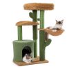 Cactus Cat Tree Cat Tower with Sisal Covered Scratching Post;  Cozy Condo;  Plush Perches and Fluffy Balls for Indoor Cats XH