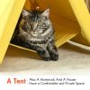 Pet Tent; Cat Tent for Indoor Cats; Wooden Cat House for small Pets; Yellow