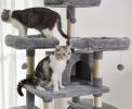 Large Cat Tree Condo with Sisal Scratching Posts Perches Houses Hammock; Cat Tower Furniture Kitty Activity Center Kitten Play House Gray