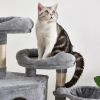 Multi-Level Cat Tree with Flexible Pole Covered with Sisal; Plush Perch; Hammock and Apartment; Cat Tower Furniture-For Cats and Pets