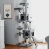 Cat Tree 69 Inches Cat Tower with 2 Condos and 2 Perches; Kitty Climber Tower Furniture; Upgraded Version Grey