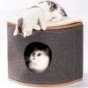 Wooden Cat House with 2 Removable Washable Cushions Cat Condo Sturdy Large Cave