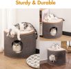 Wooden Cat House with 2 Removable Washable Cushions Cat Condo Sturdy Large Cave