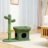 Cat Tree 27.6 inches with Cactus Scratching Posts; Creative Scratching Posts; Stylish Cat Tree; with Ball and Cat House Green