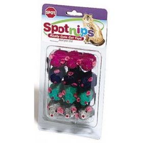 Spot Colored Plush Mice Rattle and Catnip Cat Toy Assorted 12 Pack