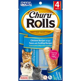 Inaba Cat Churu Rolls Chkn Wrap Tuna Scallop 6Ct-1.04Oz