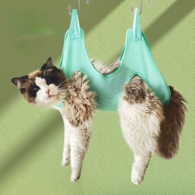 Cat Grooming Hammock Cat Grooming nail cutting anti scratch bite fixed bag bath Trimming Restraint Bag Pet dog groominghammock hanging Pet Supplies (Color: Green Send, size: 5-10KG)