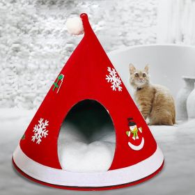 Cat Bed House Christmas Tree Shape Puppy Kennel Washable Cat Mat Kitten Cave Winter Warm Pet Beds for Cats Dogs Pet Accessories (Color: Red)