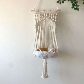 Cat Hammock Vintage Macrame Hanging Cat Beds Tassel Baskets (Specification: C(within 30lbs))