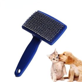 Pet Needle Combs Massage Pet Hair Remover Brush Cats Fur Cleaning Stainless Non-Slip Flea Chihuahua Pet Grooming Dog Supplies (Color: rose red, size: L)