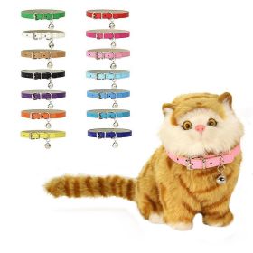 PU Leather Leash Pet Dog Collar Pet Supplies DIY Japanese Bell Cat Collar Bell (Color: gold, size: 25cm)