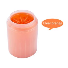 1pc Pet Paw Cleaner. Pet Cleaning Foot Cup For Dog And Cat; Pet Grooming Supplies (Color: orange, size: L)