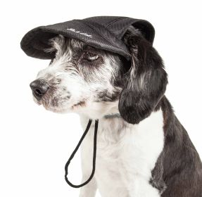 Pet Life 'Cap-Tivating' Uv Protectant Adjustable Fashion Dog Hat Cap (Color: Black, size: large)