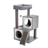 Cat Tree Luxury 34 Inches Cat Tower with Double Condos; Spacious Perch; Fully Wrapped Scratching Sisal Posts and Replaceable Dangling Balls Gray