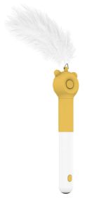 Pet Life 'KITIQUE" 3-in-1 Retractable and Extendable Feathered and Laser Wand Kitty Cat Teaser (Color: yellow)