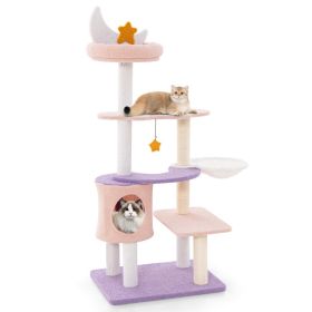 Multi-level Cat Tower with Sisal Covered Scratching Posts (size: S)