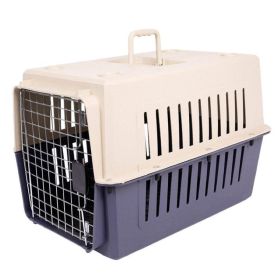 Portable Pet Box Cat & Dog Carrier Cage with Chrome Door (Type: Pet Supplies, Color: Dark blue)