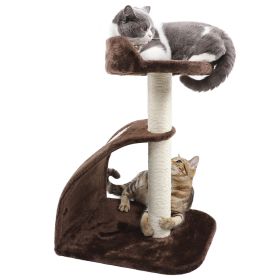 Cat Tree Sisal-Covered Scratching Post and Pad, Cat Activity Center for Kittens RT (Color: brown)