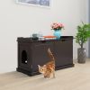 Cat Washroom Bench;  Wood Litter Box Cover with Spacious Inner;  Ventilated Holes;  Removable Partition;  Easy Access