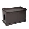 Cat Washroom Bench;  Wood Litter Box Cover with Spacious Inner;  Ventilated Holes;  Removable Partition;  Easy Access