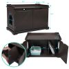 Cat Washroom Bench;  Wood Litter Box Cover with Spacious Inner;  Ventilated Holes;  Removable Partition;  Easy Access