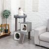 Cat Tree Luxury 34 Inches Cat Tower with Double Condos; Spacious Perch; Fully Wrapped Scratching Sisal Posts and Replaceable Dangling Balls Gray