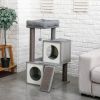 Cat Tree Luxury 34 Inches Cat Tower with Double Condos; Spacious Perch; Fully Wrapped Scratching Sisal Posts and Replaceable Dangling Balls Gray