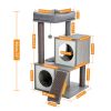 Cat Tree Luxury 34 Inches Cat Tower with Double Condos; Spacious Perch; Fully Wrapped Scratching Sisal Posts and Replaceable Dangling Balls Gray