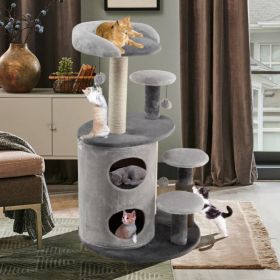 40 Inch Cat Tree Tower Multi-Level Activity Tree with 2-Tier Cat-Hole Condo (Color: gray)