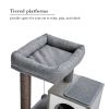 Cat Tree Luxury 34 Inches Cat Tower with Double Condos; Spacious Perch; Fully Wrapped Scratching Sisal Posts and Replaceable Dangling Balls Gray