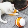 Rolling Pet Toys Interactive 360 Degree Automatic Self Rotating LED Light Sound Cat Chaser Ball Exercise with Detachable Feather